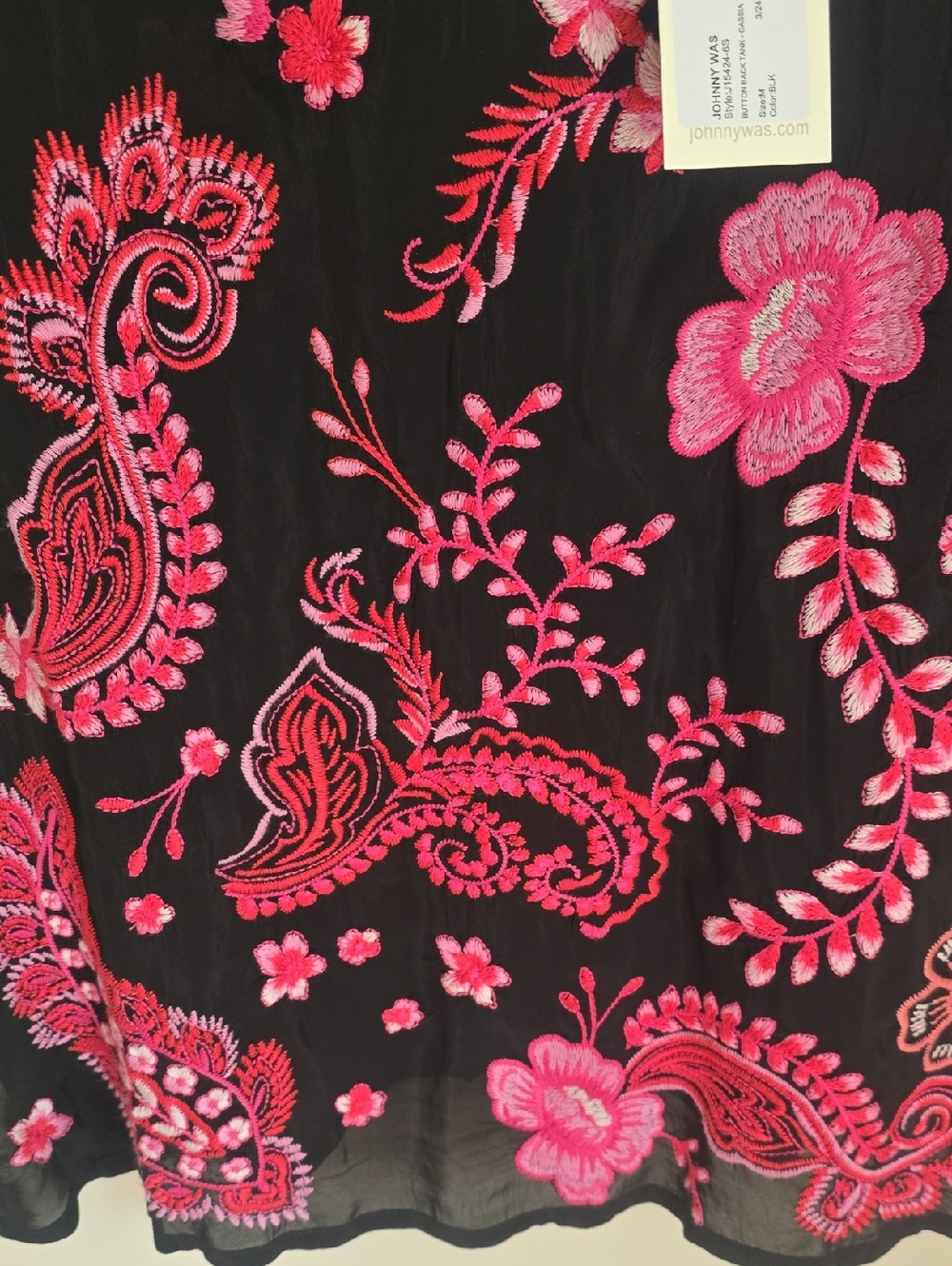 NWT JOHNNY WAS Button Back Cassia Embroidered Tank - Picture 6 of 12